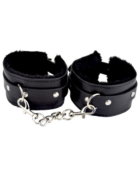 lovedildos.com - Love Dildos - Bound To Please Furry Plush Wrist Cuffs Black