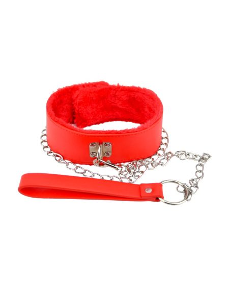 lovedildos.com - Love Dildos - Bound To Please Furry Collar With Leash Red