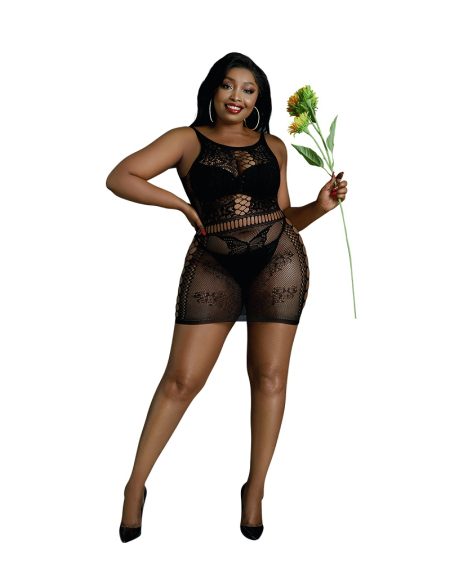 lovedildos.com - Love Dildos - Moonlight Black Cut Out Floral Mini Dress Plus Size