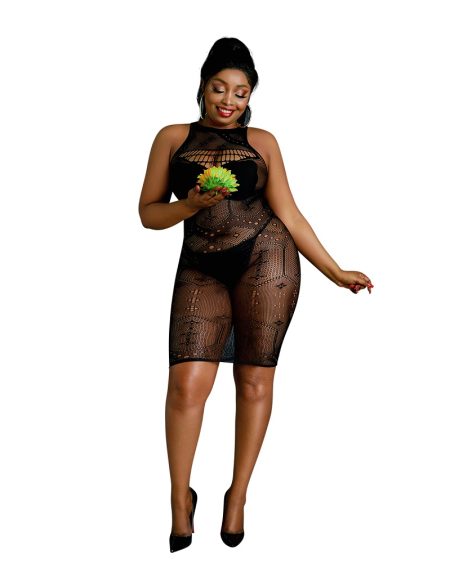 lovedildos.com - Love Dildos - Moonlight Black Pattern Minidress Plus Size