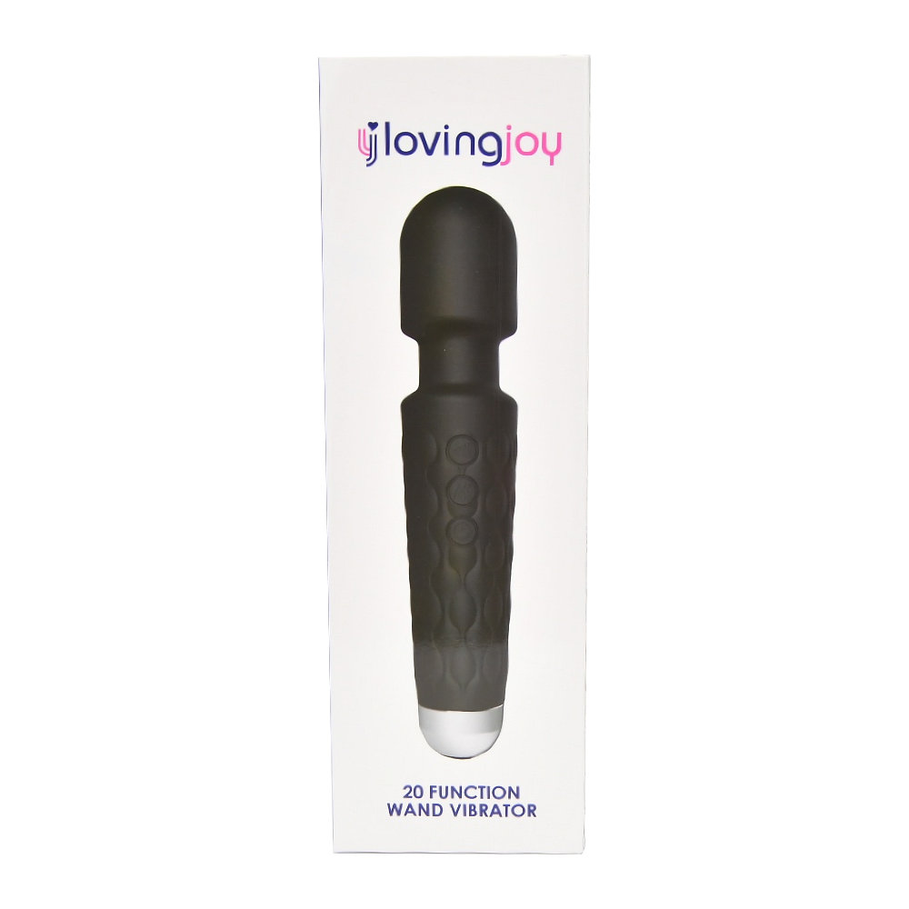 lovedildos.com - Love Dildos - Loving Joy 20 Function Wand Vibrator Black Pkg