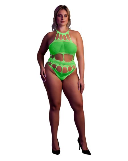 lovedildos.com - Love Dildos - Cut Out Thong Bodysuit Neon Green Ps