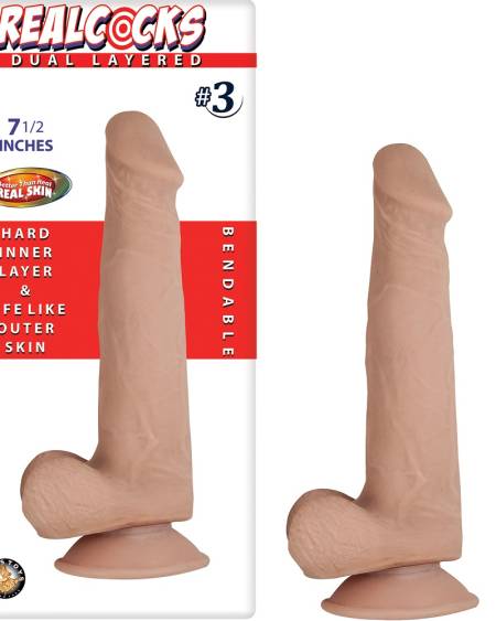 lovedildos.com - Love Dildos - Realcocks Dual Layer Bendable Dildo 7 5inch Vanilla