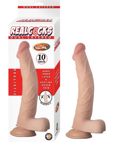 lovedildos.com - Love Dildos - Realcocks Dual Layer Bendable Dildo 10inch Vanilla