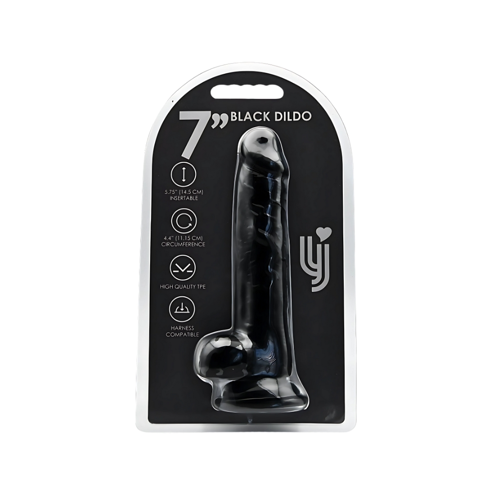 lovedildos.com - Love Dildos - Loving Joy 7 Inch Dildo With Balls Black