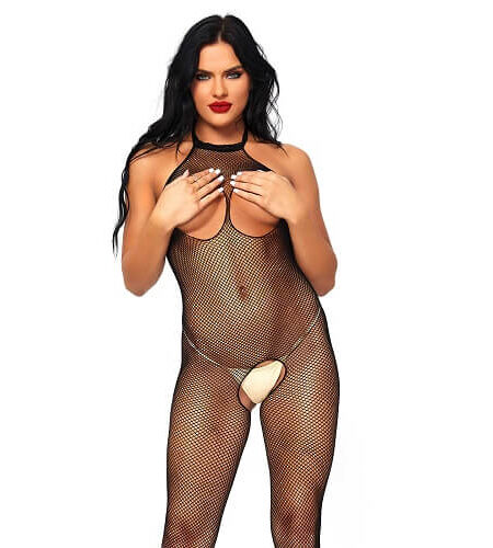 lovedildos.com - Love Dildos - Leg Avenue Fishnet Halter Bodystocking 