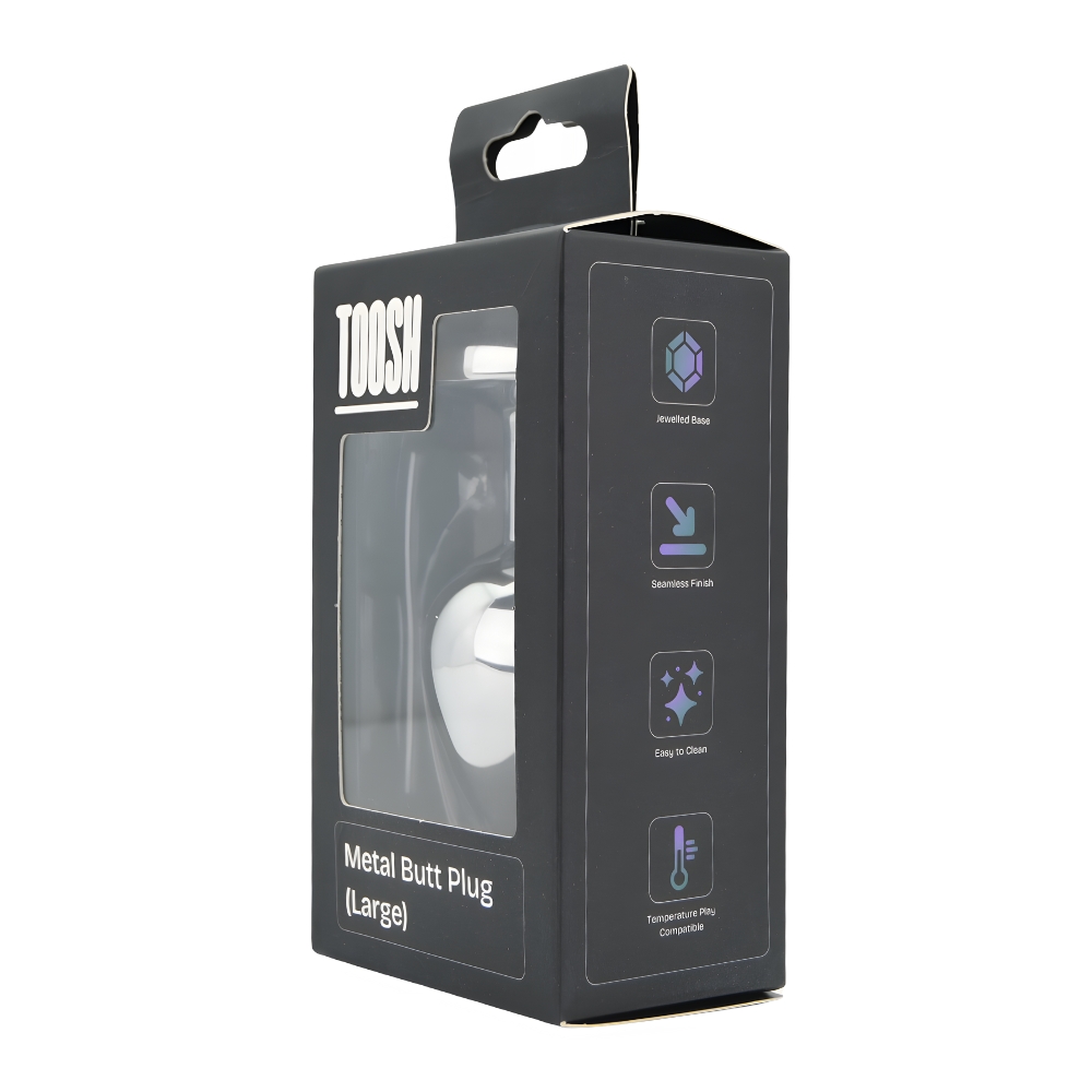 Toosh Silver Metal Butt Plug Large Clear Stone - Image 10