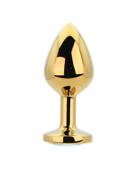 Toosh Gold Metal Butt Plug Medium Clear Stone