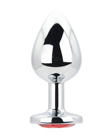 Toosh Silver Metal Butt Plug Large Red Stone