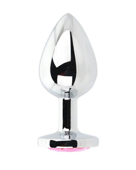 Toosh Silver Metal Butt Plug Large Pink Stone