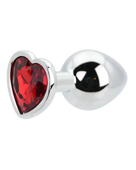 Toosh Heart Shaped Silver with Red Stone Medium